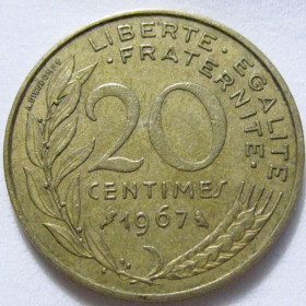 Франція Франция ^/--/^ Франція 20 сантимів 1967 року #6 /--/ П /--/ 1391 ^_^^^ Франция 20 сантимов 1967 года #6 /--/ П /--/ 1391 - фото фото фото
