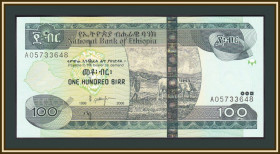 Ефіопія Эфиопия ^/--/^ Эфиопия 100 быр 1998  (2006) P-52  (52 /--/ c) UNC ^_^^^ Ефіопія 100 бір 1998 (2006) P-52 (52 /--/ c) UNC - фото фото фото