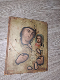 Ікони Иконы ^/--/^ Икона Богородица 18 на 23 см 19 век дерево ^_^^^ Ікона Богородиця 18 на 23 см 19 століття дерево - фото фото фото