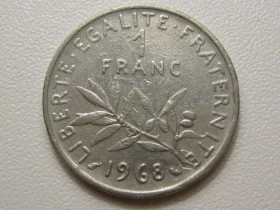Франція Франция ^/--/^ Франция 1 франк 1968 года 38011 ^_^^^ Франція 1 франк 1968 року 38011 - фото фото фото