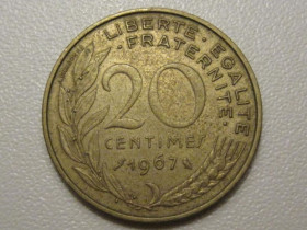 Франція Франция ^/--/^ Франция 20 сантимов 1967 года 38112 ^_^^^ Франція 20 сантимів 1967 року 38112 - фото фото фото