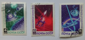 СРСР - СССР - ^/--/^ СССР 1967 Космическая фантастика, 3 марки, гашеные ^_^^^ СРСР 1967 Космічна фантастика, 3 марки, гашені - фото фото фото