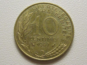 Франція Франция ^/--/^ Франция 10 сантимов 1987 года 38216 ^_^^^ Франція 10 сантимів 1987 року 38216 - фото фото фото