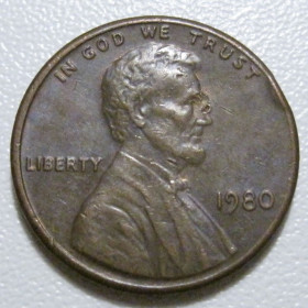 Обігові Обиходные ^/--/^ США 1 цент 1980 року #40075 ^_^^^ США 1 цент 1980 года #40075 - фото фото фото