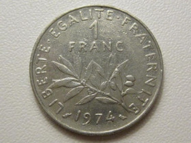 Франція Франция ^/--/^ Франция 1 франк 1974 года 38025 ^_^^^ Франція 1 франк 1974 38025 - фото фото фото