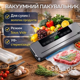 Комплектуючі для кухоної техніки Комплектующие для кухонной техники ^/--/^ Вакуумный упаковщик сухих/влажных продуктов с УФ-стерилизацией в режиме Sous Vide + Упаковочные мешки ^_^^^ Вакуумний пакувальник сухих/вологих продуктів з УФ-стерилізацією в режимі Sous Vide + Пакувальні мішки - фото фото фото