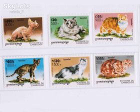 Фауна Фауна ^/--/^ NM Фауна  Камбоджа 1988 г  MNH - кошки ^_^^^ NM Фауна Камбоджа 1988 MNH - кішки - фото фото фото