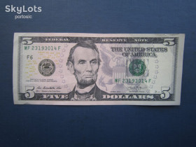США США ^/--/^ Банкнота 5 доларів США 2013 F 6 Лінкольн стан XF+ ^_^^^ Банкнота 5 долларов США 2013 F 6 Линкольн состояние XF+ - фото фото фото