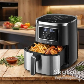 Фритюрниці Фритюрницы ^/--/^ Аэрофритюрница Sokany SK 10052 1700 /--/ W Аэрогриль безмасляная мультипечь для приготовления без масла 7 л с сенсорным управлением ^_^^^ Аерофритюрниця Sokany SK 10052 1700 /--/ W Аерогриль безмасляна мультипіч для приготування без масла 7 л з сенсорним управлінням - фото фото фото