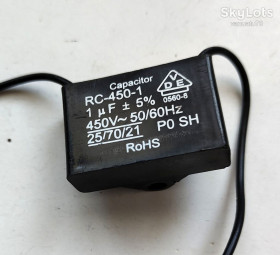 Конденсатори Конденсаторы ^/--/^ Конденсатор пусковой RC-450-1 1.0 /--/ uF 450 /--/ VAC 5% с проводом 1,0 мкФ 450 В ^_^^^ Конденсатор пусковий RC-450-1 1.0 /--/ uF 450 /--/ VAC 5% з проводом 1,0 мкФ 450 В - фото фото фото