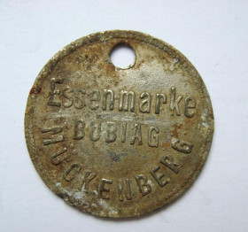 Інше Другое ^/--/^ ЖЕТОН на харчування - Essenmarke = BUBIAG = MUCKENBERG - Мюкенберг. Німеччина = 1930 -1940 -і р - ? ^_^^^ ЖЕТОН на питание - Essenmarke = BUBIAG = MUCKENBERG - Мюкенберг. Германия = 1930 -1940-е г - ? - фото фото фото