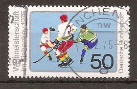 НДР, ФРН ГДР, ФРГ ^/--/^ ФРГ 1975 Sc.1163 Mi.835 used Чемпионат мира по хоккею ^_^^^ ФРН 1975 Sc.1163 Mi.835 used Чемпіонат світу з хокею - фото фото фото