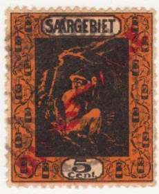 Веймарська республіка Веймарская республика ^/--/^ Германия     ( Саар)   1922  г. № 2 гашеная ^_^^^ Німеччина ( Саар) 1922 р. No 2 гашена - фото фото фото