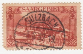 Веймарська республіка Веймарская республика ^/--/^ Германия   ( Саар)   1926  г. № 118 гашеная ^_^^^ Німеччина (Саар) 1926 р. No 118 гашена - фото фото фото