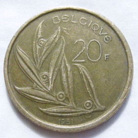 Бельгія Бельгия ^/--/^ Бельгія 20 франків 1981 року BELGIQUE #6 /--/ П /--/ 1751 ^_^^^ Бельгия 20 франков 1981 года BELGIQUE #6 /--/ П /--/ 1751 - фото фото фото