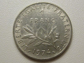 Франція Франция ^/--/^ Франция 1 франк 1974 года 38027 ^_^^^ Франція 1 франк 1974 року 38027 - фото фото фото