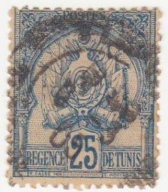 Туніс Тунис ^/--/^ Тунис 1893  г. № 24 гашеная ^_^^^ Туніс 1893 р. No 24 гашена - фото фото фото