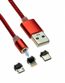 Зарядні пристрої Зарядные устройства ^/--/^ 3 в 1 Магнитный кабель USB - Lightning для Apple, Micro Usb, Type-C с подсветкой ^_^^^ 3 в 1 Магнітний кабель USB - Lightning для Apple, Micro Usb, Type-C з підсвічуванням - фото фото фото