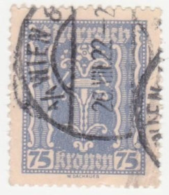 Австрія Австрия ^/--/^ Австрия 1922  г. № 407 гашеная ^_^^^ Австрія 1922 р. No 407 гашена - фото фото фото