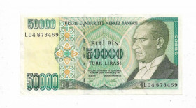 Туреччина Турция ^/--/^ Турция 50000 лир 1970 1984 2002 второй выпуск серая &amp;quot;50000&amp;quot; ^_^^^ Туреччина 50000 лір 1970 1984 другий випуск сіра &amp;quot;50000 &amp;quot; - фото фото фото