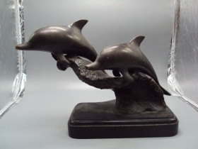 Статуетки, Скульптури, Фігурки, Фарфор Статуэтки, Скульптуры, Фигурки, Фарфор ^/--/^ Фигура бронза статуэтка Дельфины на волне высота 27,5 см №13776 ^_^^^ Фігура бронза статуетка Дельфіни на хвилі висота 27,5 см No /--/ 13776 - фото фото фото