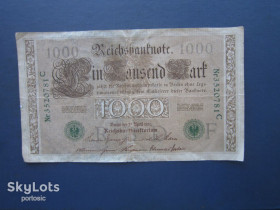 Німеччина Германия ^/--/^ Банкнота 1000 марок Німеччина 1910 зелена печатка ^_^^^ Банкнота 1000 марок Германия 1910 зеленая печать - фото фото фото