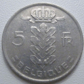 Бельгія Бельгия ^/--/^ Бельгія 5 франків 1977 року Belgique 42869 ^_^^^ Бельгия 5 франков 1977 года Belgique 42869 - фото фото фото