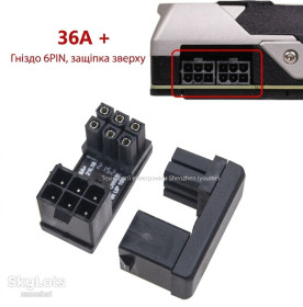 Шлейфи, перехідники Шлейфы, переходники ^/--/^ Кутовий конектор 6-pin 180 градусів, адаптер живлення відеокарти    (тип 36 /--/ А+) ^_^^^ Угловой коннектор 6-pin 180 градусов, адаптер питания видеокарты (тип 36 /--/ А+) - фото фото фото