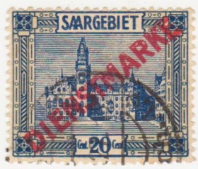 Веймарська республіка Веймарская республика ^/--/^ Германия       ( Саар)   1922  г. № 5 гашеная ^_^^^ Німеччина ( Саар) 1922 р. No 5 гашена - фото фото фото