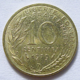 Франція Франция ^/--/^ Франція 10 сантимів 1979 року #6 /--/ П /--/ 1341 ^_^^^ Франция 10 сантимов 1979 года #6 /--/ П /--/ 1341 - фото фото фото