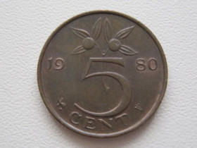 Нідерланди Нидерланды ^/--/^ Нидерланды 5 центов 1980 года 21326 ^_^^^ Нідерланди 5 центів 1980 року 21326 - фото фото фото