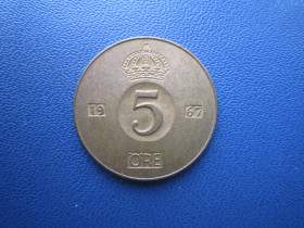 Швеція Швеция ^/--/^ Монета 5 ере Швеція 1967 ^_^^^ Монета 5 эре Швеция 1967 - фото фото фото