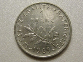 Франція Франция ^/--/^ Франция 1 франк 1969 года 38017 ^_^^^ Франція 1 франк 1969 року 38017 - фото фото фото