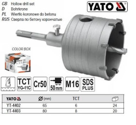 Свердла Сверла ^/--/^ Сверло коронка YATO по бетону 65 мм SDS+ YT-4402 ^_^^^ Польща за бетоном 65 мм SDS+ YT-4402 - фото фото фото