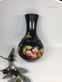 Предмети інтер'єру, меблі, освітлення Предметы интерьера, мебель, освещение ^/--/^ Ваза для цветов черная ручная роспись цветы алюминиевая ретро винтаж СССР высота 24 см. Н /--/ 937 ^_^^^ Ваза для квітів чорний ручний розпис квіти алюмінієва ретро гвинтаж СРСР висота 24 см. Н /--/ 937 - фото фото фото