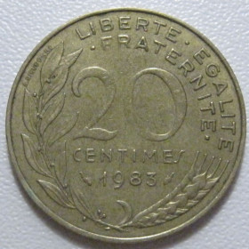 Франція Франция ^/--/^ Франція 20 сантимів 1983 року 43613 ^_^^^ Франция 20 сантимов 1983 года 43613 - фото фото фото