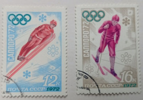 СРСР - СССР - ^/--/^ СССР 1972 Зимние Олимпийские игры в Саппоро, 2 марки, гашеные ^_^^^ СРСР 1972 Зимові Олімпійські ігри в Саппоро, 2 марки, гашені - фото фото фото