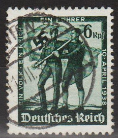 Третій Рейх (-) Третий Рейх (-) ^/--/^ 1938 - Рейх - Плебісцит в Австрії Mi.663 _гаш ^_^^^ 1938 — Рейх — Плебисцит в Австрии Mi.663 - фото фото фото
