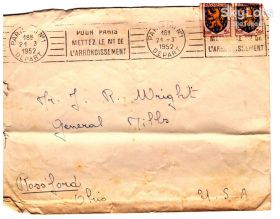 Європа Европа ^/--/^ Франция 1952 г - 2 /--/ а конверта - ПРОШЛИ ПОЧТУ - 3 СКАНА ^_^^^ Франція 1952 - 2 /--/ а конверта - Пройшли пошту - 3 СКАНА - фото фото фото