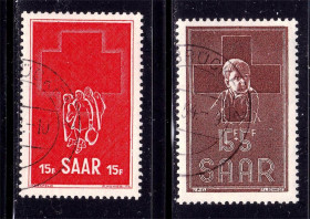 Інше Другое ^/--/^ СААР / SAAR  1952 г  гаш . - КРАСНЫЙ КРЕСТ ^_^^^ СААР / SAAR 1952 г гаш. - Червоний КРЕСТ - фото фото фото