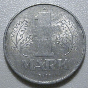 НДР, ФРН ГДР, ФРГ ^/--/^ Німеччина - НДР 1 марка 1977 року 43405 ^_^^^ Германия - ГДР 1 марка 1977 года 43405 - фото фото фото