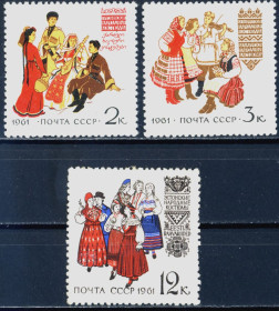 СРСР - СССР - ^/--/^ СССР. Костюмы  (серия)** и * 1961 г. ^_^^^ СРСР. Костюми (серія)** і * 1961 р. - фото фото фото