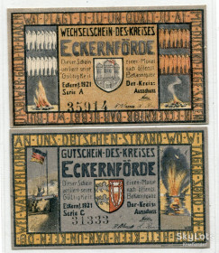 Німеччина Германия ^/--/^ Нотґельди Eckernförde 1921 р. ^_^^^ Нотгельды Eckernförde 1921 г. - фото фото фото