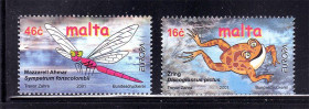 Фауна Фауна ^/--/^ Фауна  Мальта 2001 г MNH - стрекоза и лягушка ^_^^^ Фауна Мальта 2001 р MNH - стрекоза і жаба - фото фото фото