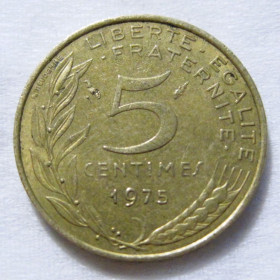 Франція Франция ^/--/^ Франція 5 сантимів 1975 року #6 /--/ П /--/ 1289 ^_^^^ Франция 5 сантимов 1975 года #6 /--/ П /--/ 1289 - фото фото фото