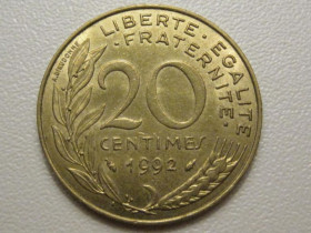 Франція Франция ^/--/^ Франция 20 сантимов 1992 года 38157 ^_^^^ Франція 20 сантимів 1992 року 38157 - фото фото фото