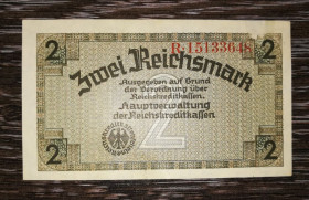 Німеччина Германия ^/--/^ GERMANY Німеччина 2 окупаційні рейхсмарки 1940 1945, 2-й випуск, 8 цифр в № ^_^^^ GERMANY Германия 2 оккупационные рейхсмарки 1940 1945, 2 выпуск, 8 цифр в No - фото фото фото