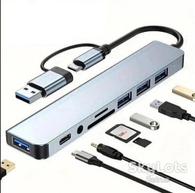 Концентратори, хаби Концентраторы, хабы ^/--/^ Мультифункціональний USB хаб 8 в 2 універсальний адаптер Type C з HDMI PD SD TF USB та аудіо      (20264) ^_^^^ Мультифункциональный USB хаб 8 в 2 универсальный адаптер Type C с HDMI PD SD TF USB и аудио (20264) - фото фото фото