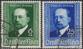 Третій Рейх (-) Третий Рейх (-) ^/--/^ 1940 - Рейх - Еміль Беринг Mi.760-61 _6,0 € _гаш ^_^^^ 1940 - Рейх - Эмиль Беринг Mi.760-61 _6,0 € _гаш - фото фото фото