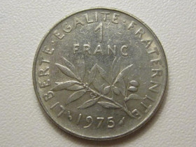 Франція Франция ^/--/^ Франция 1 франк 1975 года 38030 ^_^^^ Франція 1 франк 1975 38030 - фото фото фото